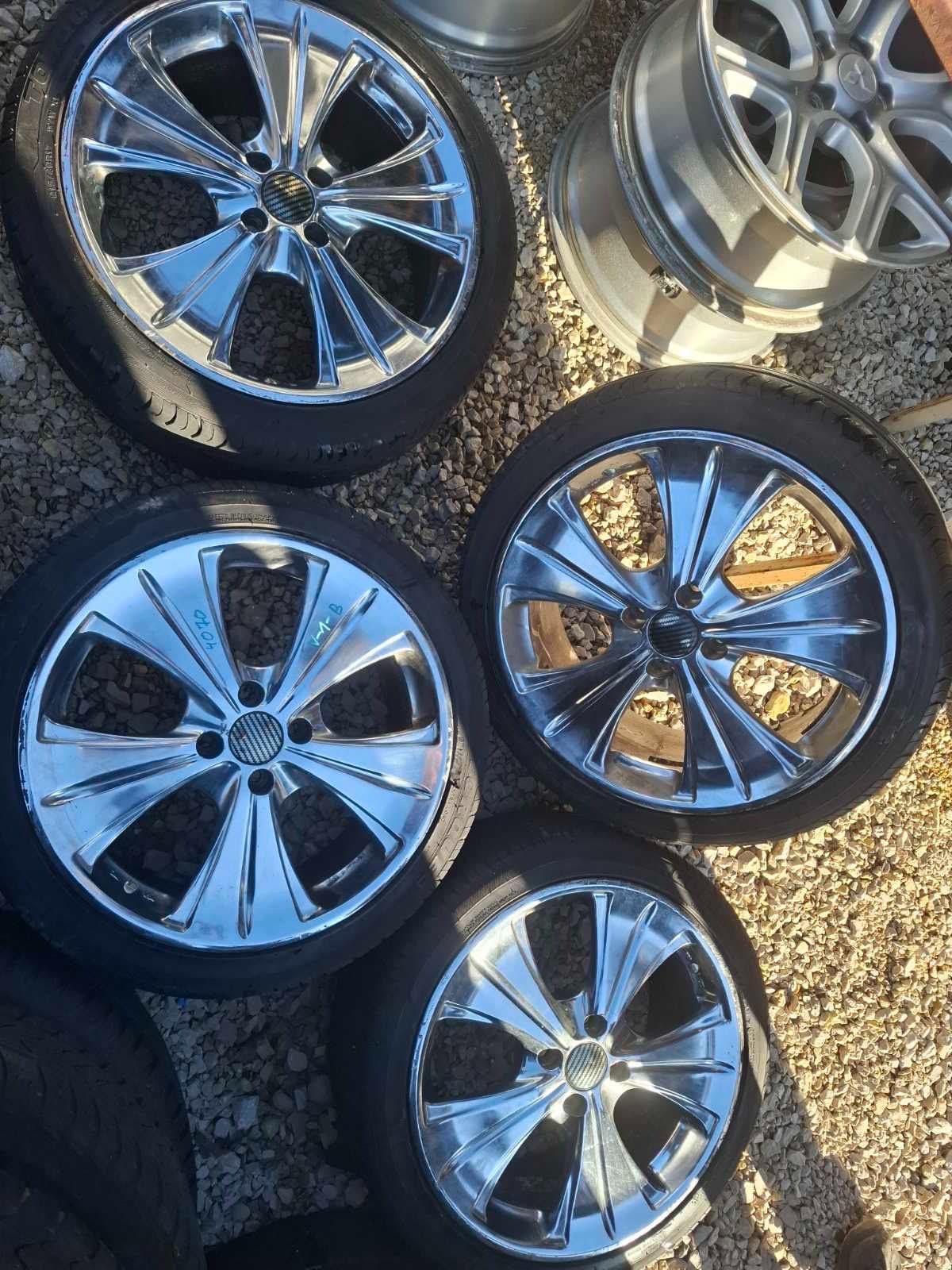 Chrome polished alloy wheels — before and after refinishing