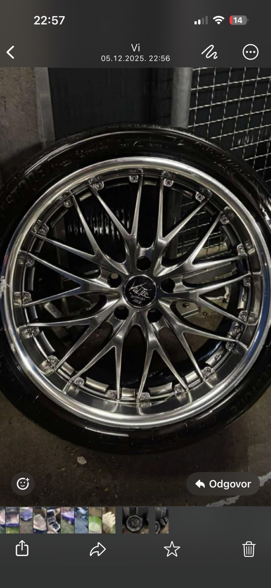Close-up of polished chrome alloy wheel